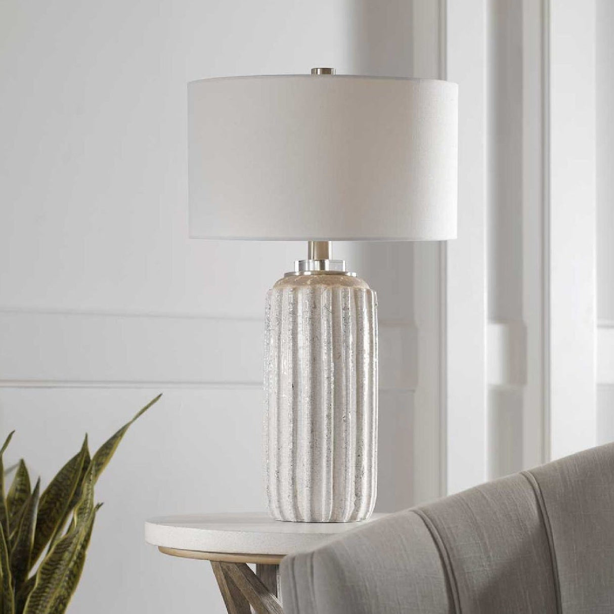 Modern European furniture - Cream Crackled Ceramic Table Lamp by Uttermost Azariah - www.oroa.com