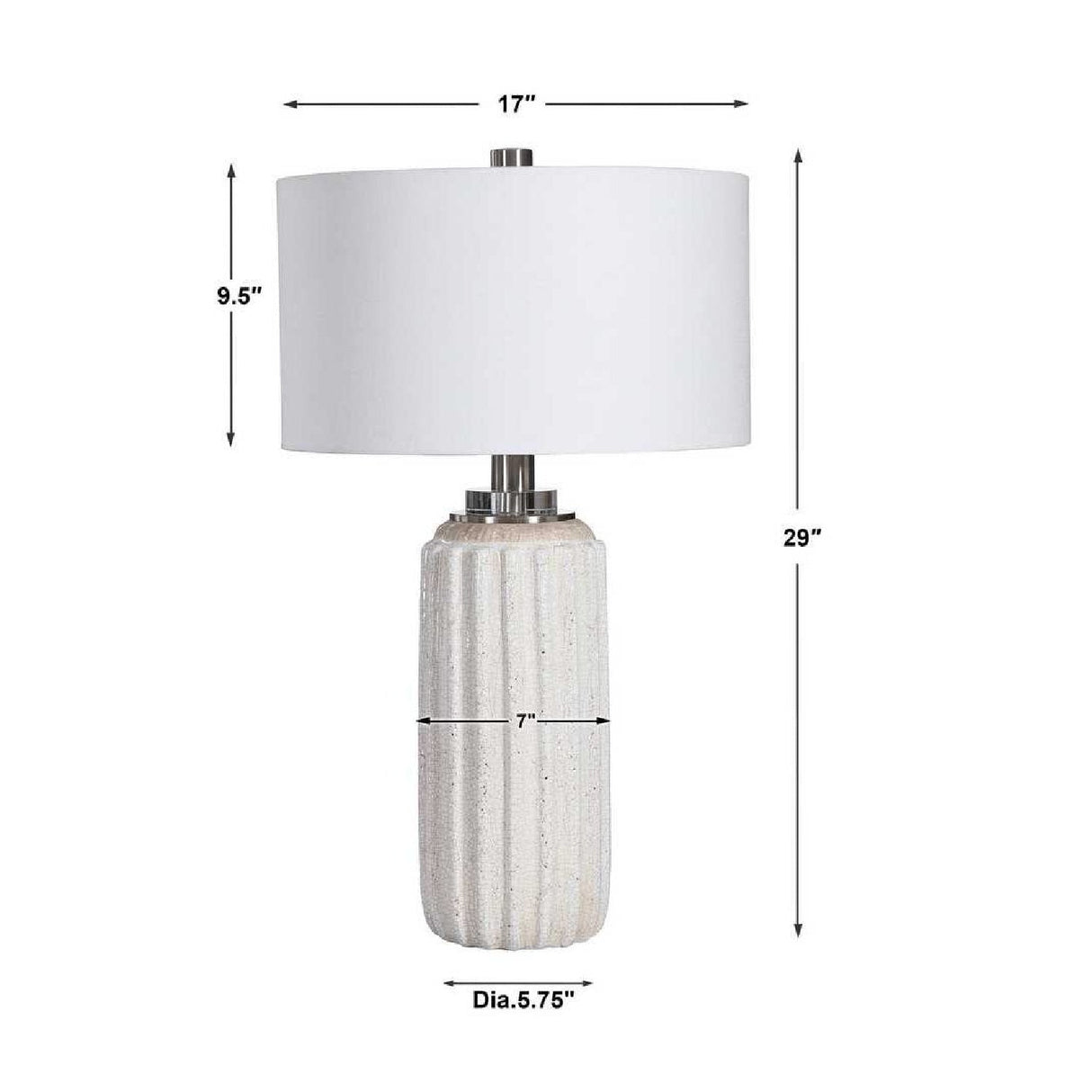 Modern European furniture - Cream Crackled Ceramic Table Lamp by Uttermost Azariah - www.oroa.com