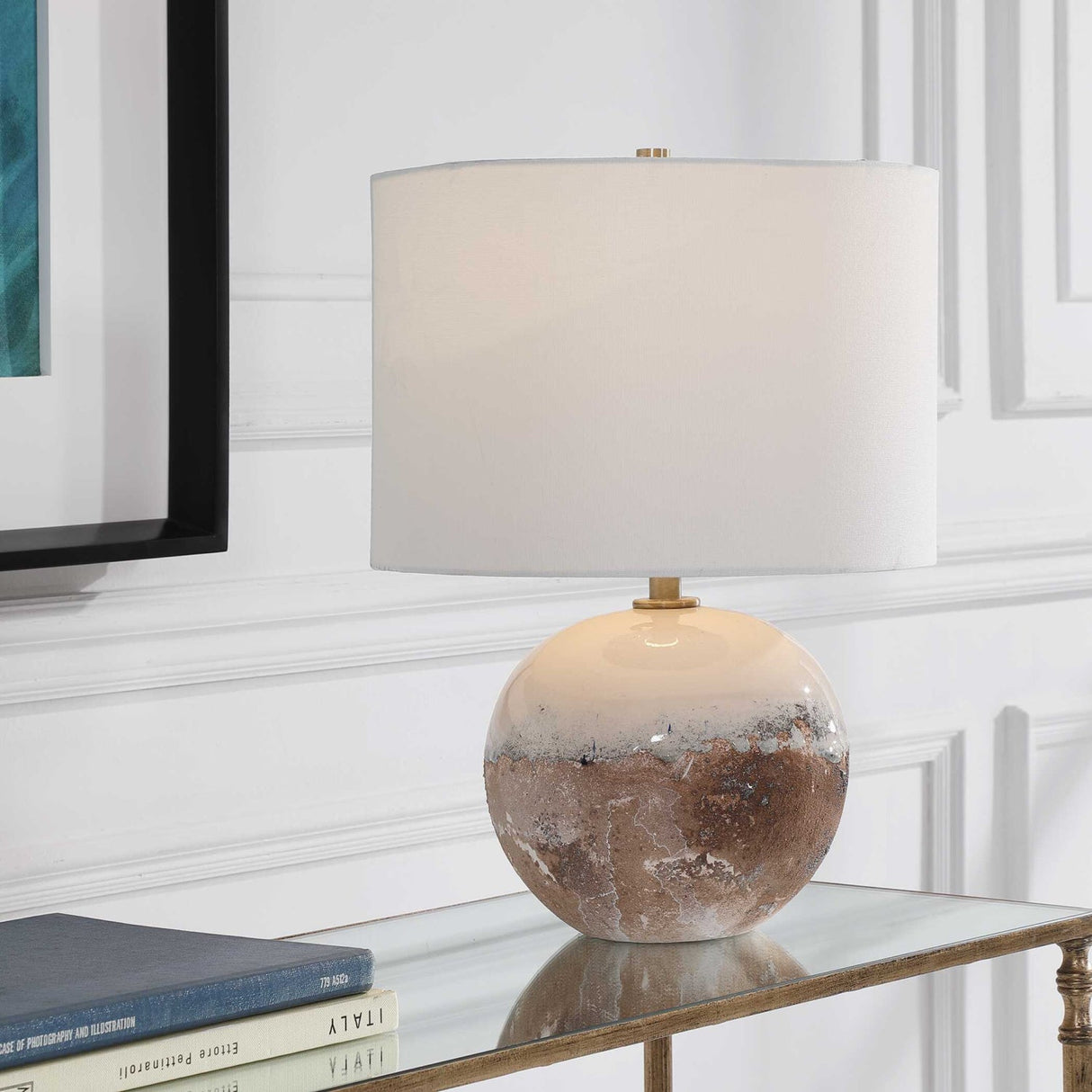 Modern European furniture - Earth-Toned Ceramic Accent Lamp - www.oroa.com