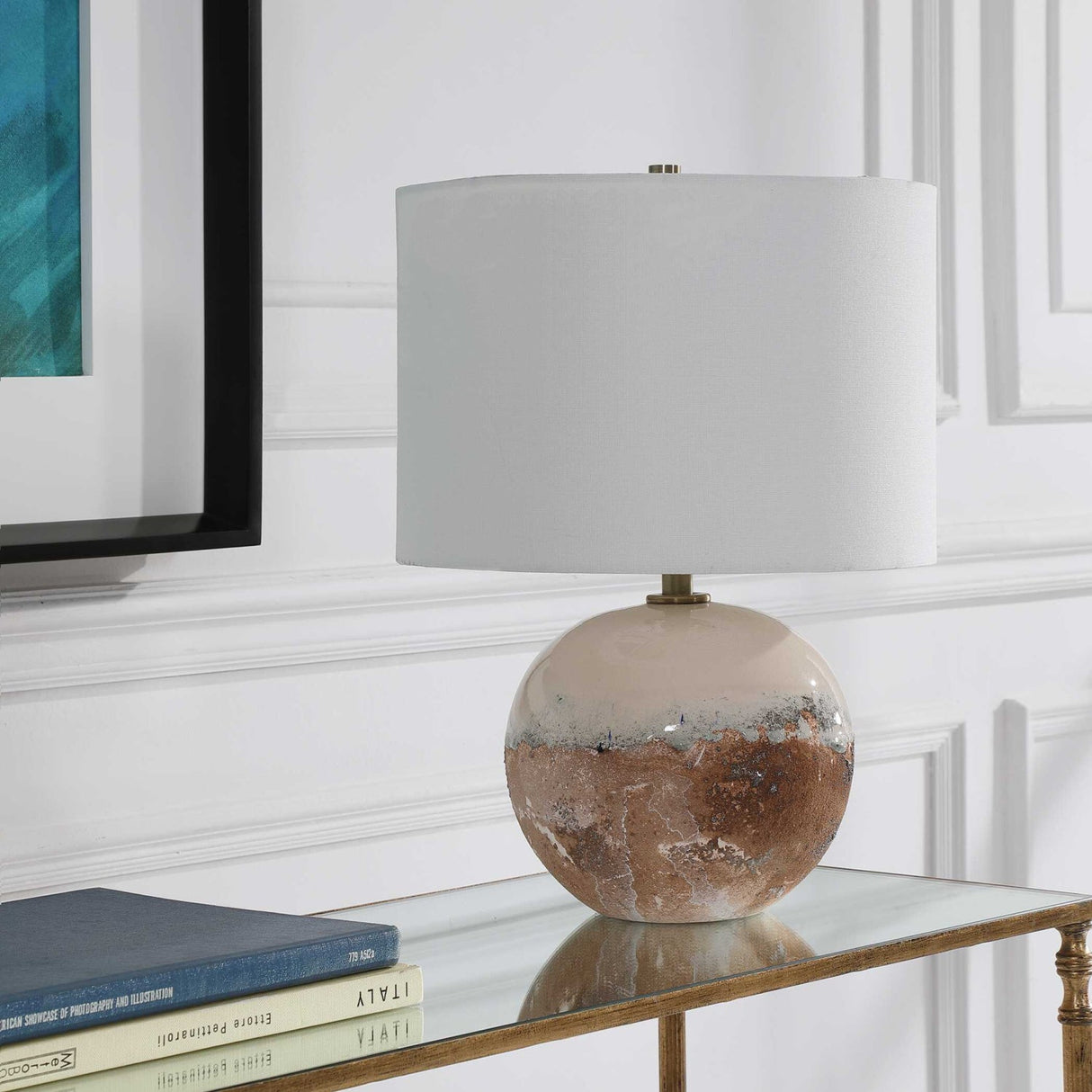 Modern European furniture - Earth-Toned Ceramic Accent Lamp - www.oroa.com