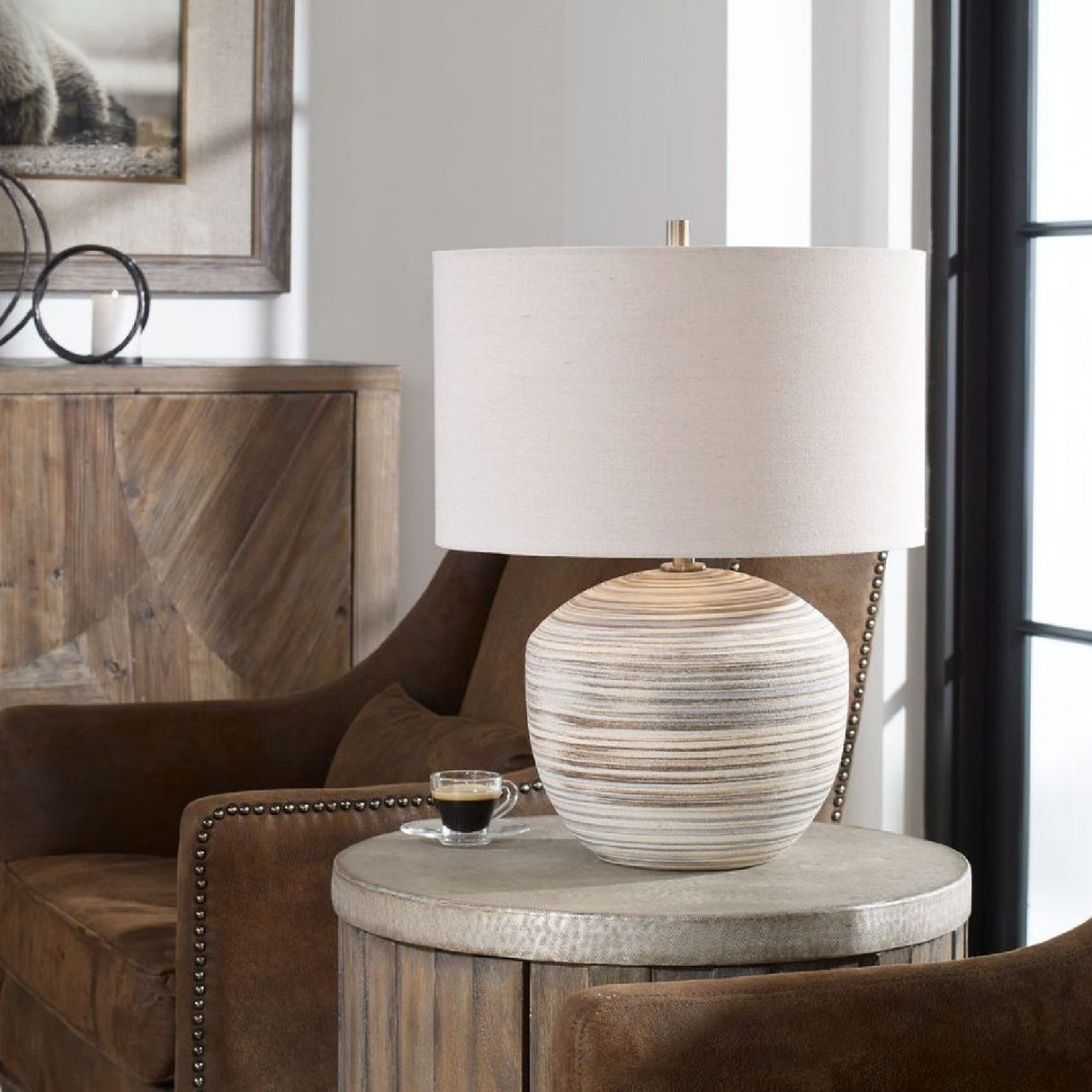 Earth-Toned Ceramic Table Lamp by Uttermost Prospect, alternate view 2