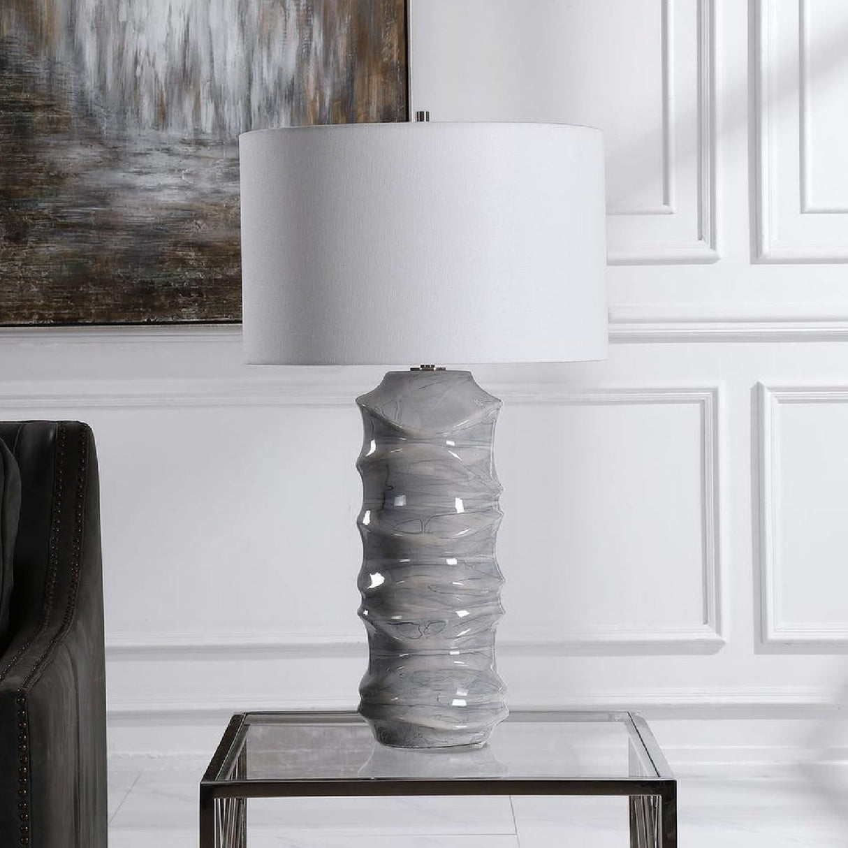 Modern European furniture - Sculpted Ceramic Table Lamp by Uttermost Waves - www.oroa.com