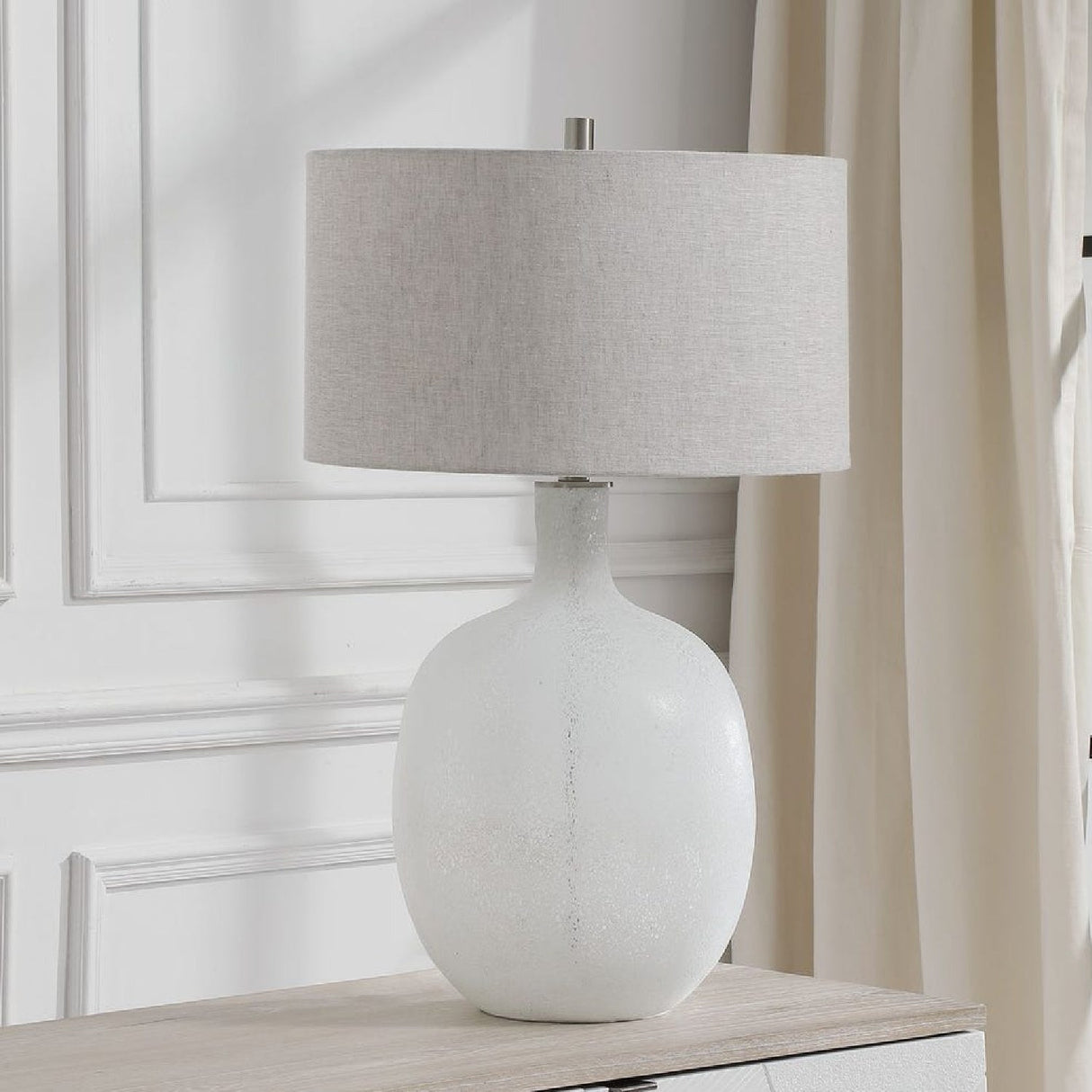 Modern European furniture - Mottled White Glass Table Lamp by Uttermost Whiteout - www.oroa.com