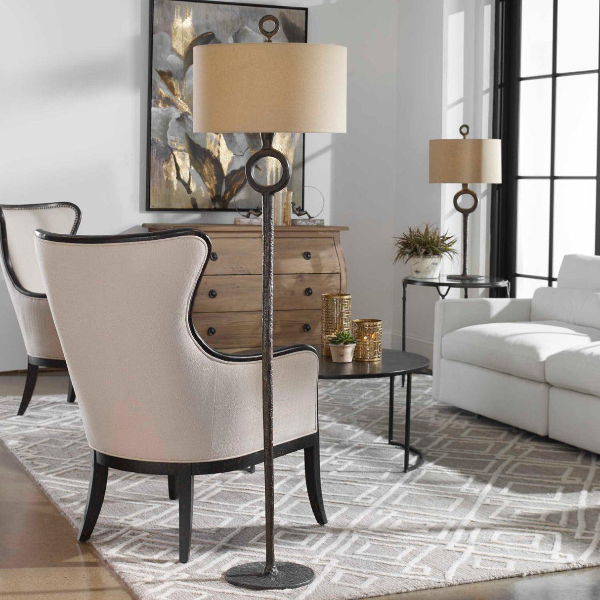 Modern European furniture - Aged Brown Iron Floor Lamp - www.oroa.com