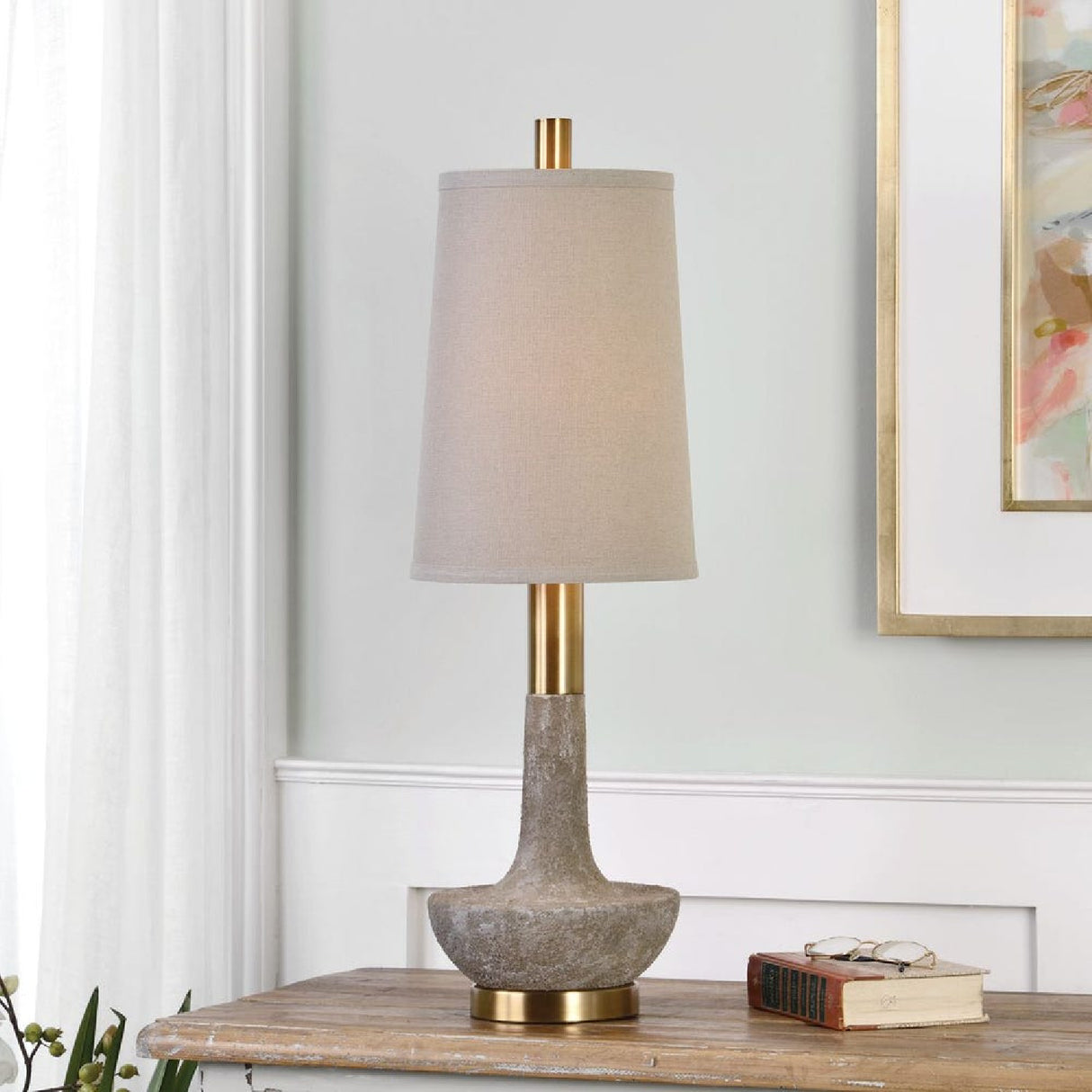Beige Stone Table Lamp by Uttermost Volongo, alternate view 2