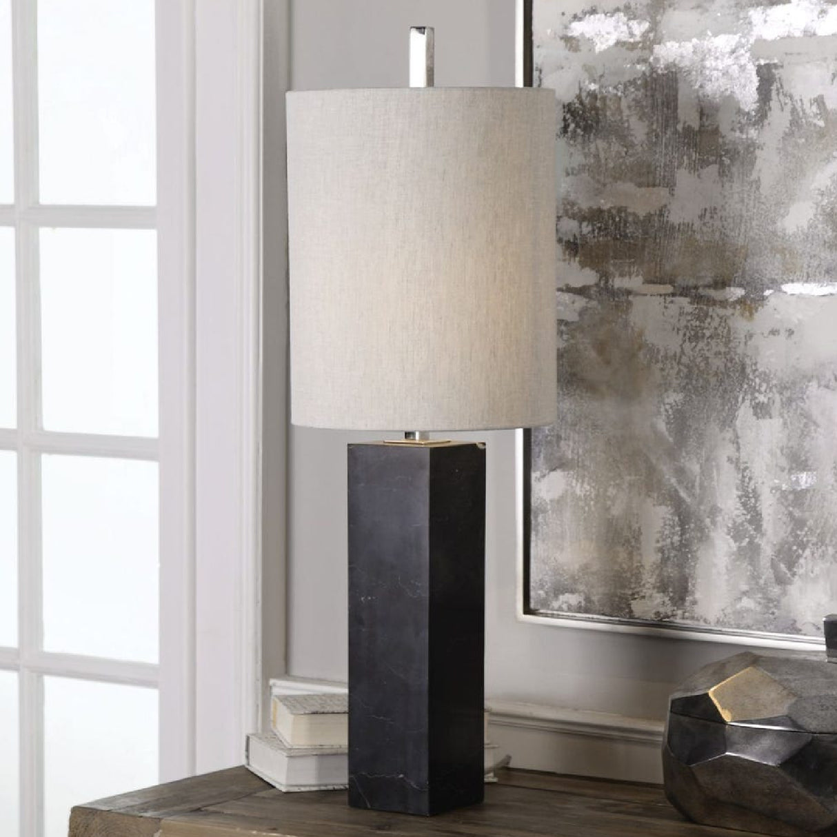 Black Marble Column Buffet Lamp by Uttermost Delaney, alternate view 2