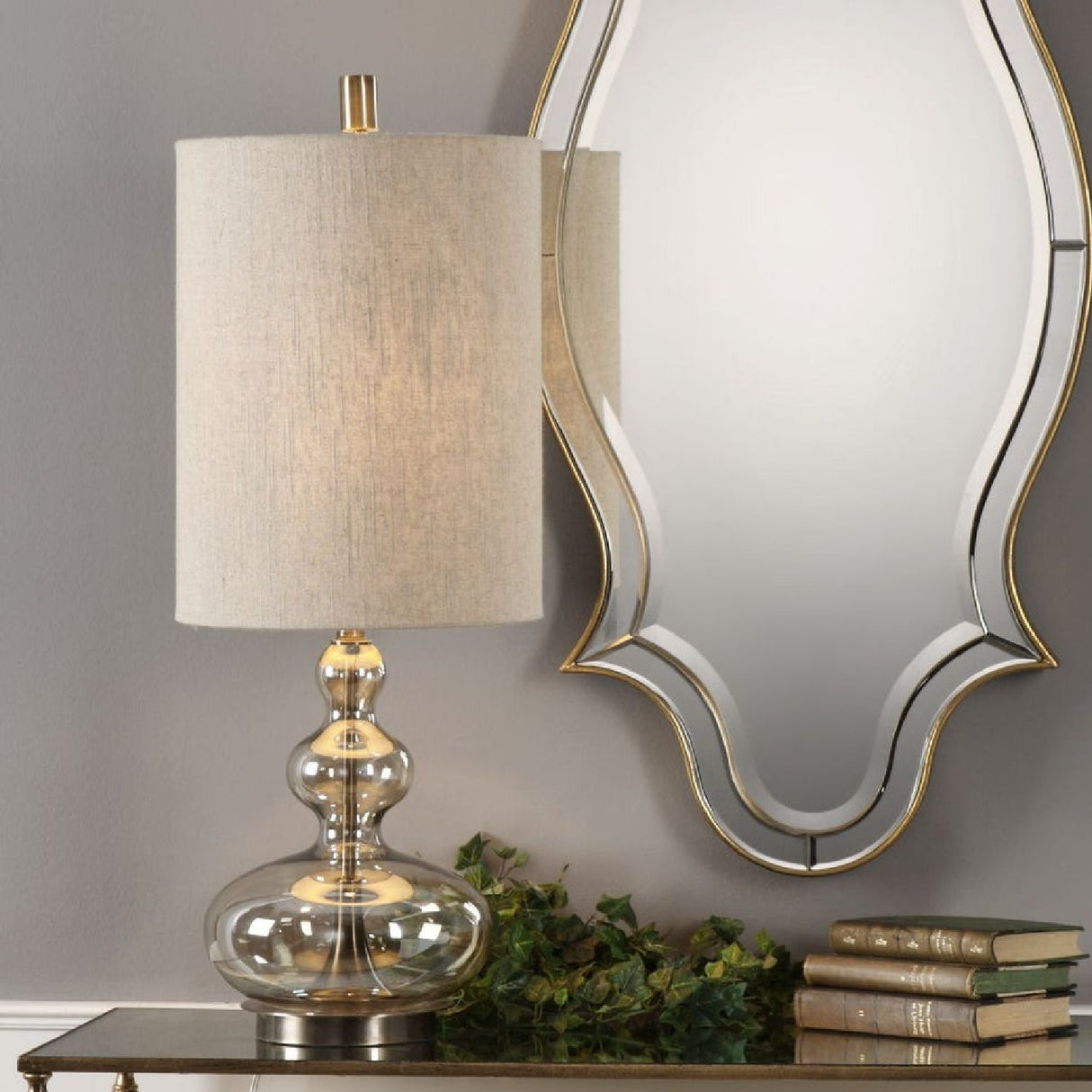 Wavy Amber Glass Buffet Lamp by Uttermost Formoso, alternate view 3
