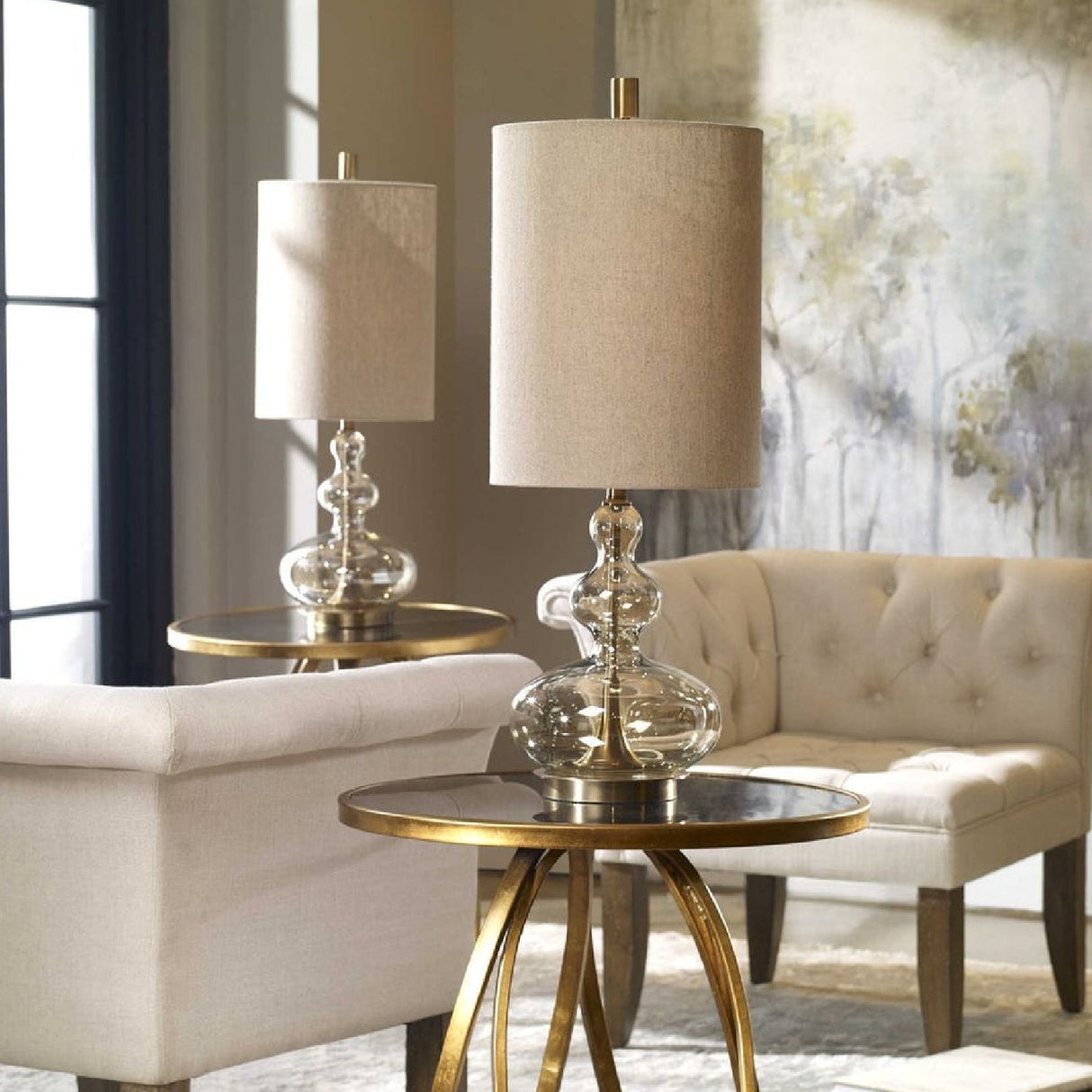 Wavy Amber Glass Buffet Lamp by Uttermost Formoso, alternate view 4