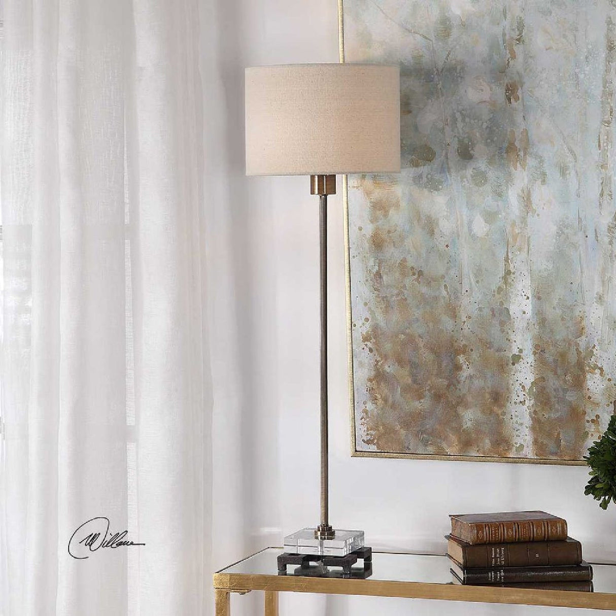 Antiqued Brass Buffet Lamp by Uttermost Danyon, alternate view 7