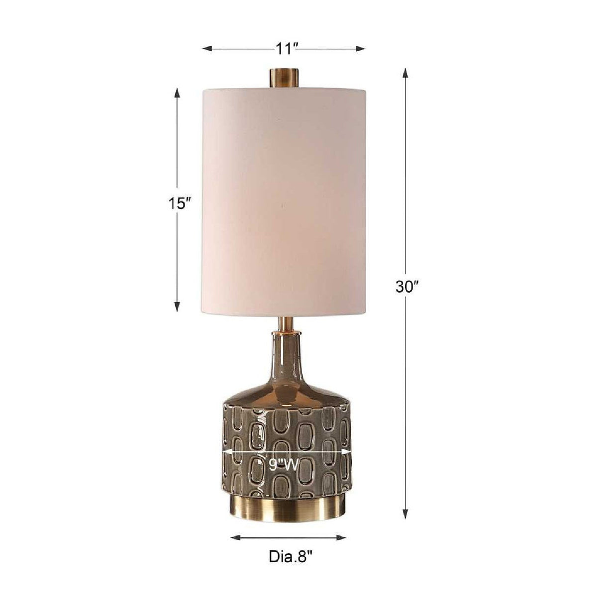 Gray Embossed Ceramic Table Lamp by Uttermost Darrin, alternate view 3