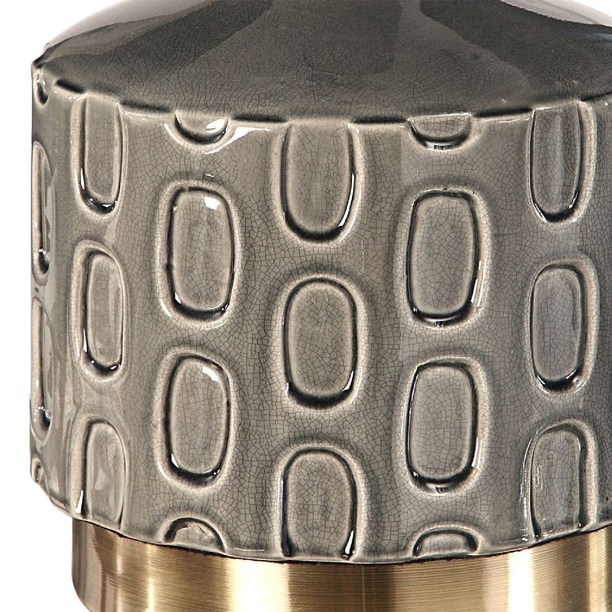 Modern European furniture - Gray Embossed Ceramic Table Lamp - www.oroa.com