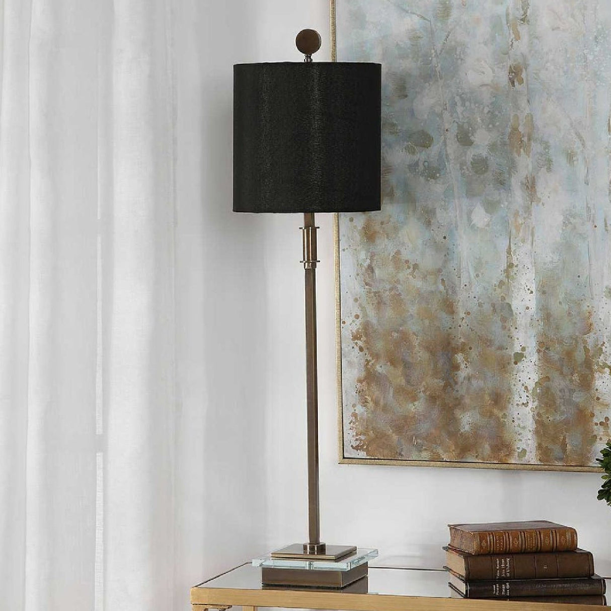 Modern European furniture - Black Linen Table Lamp by Uttermost - ww.oroa.com
