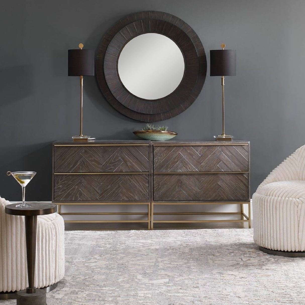 Black Linen Table Lamp by Uttermost Volante, alternate view 2