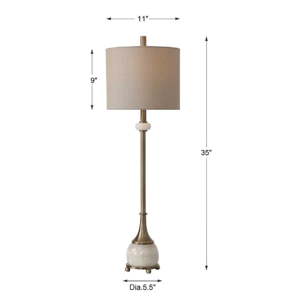 Polished White Marble Buffet Lamp by Uttermost Natania, alternate view 2