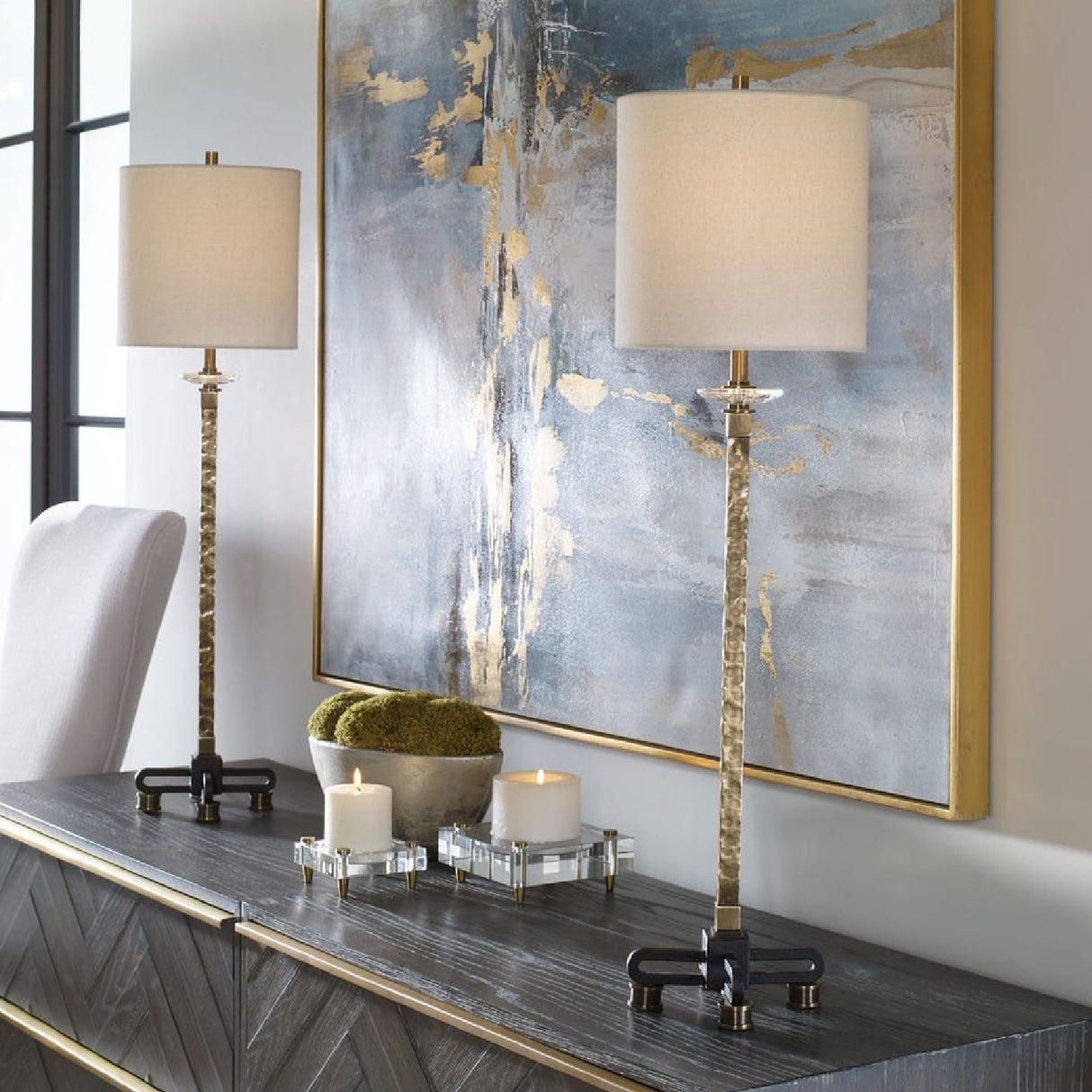 Hammered Antique Brass Buffet Lamp | Oroa.com