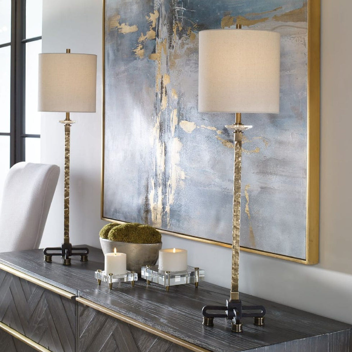 Hammered Antique Brass Buffet Lamp by Uttermost Parnell, alternate view 2