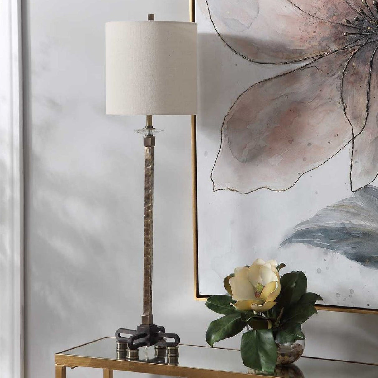 Hammered Antique Brass Buffet Lamp by Uttermost Parnell, alternate view 9