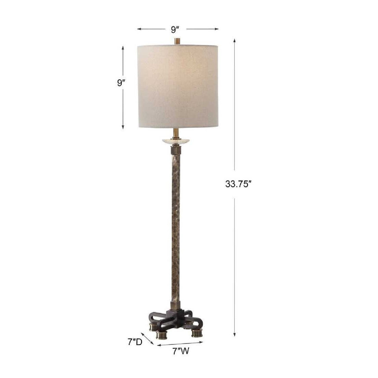 Hammered Antique Brass Buffet Lamp by Uttermost Parnell, alternate view 4