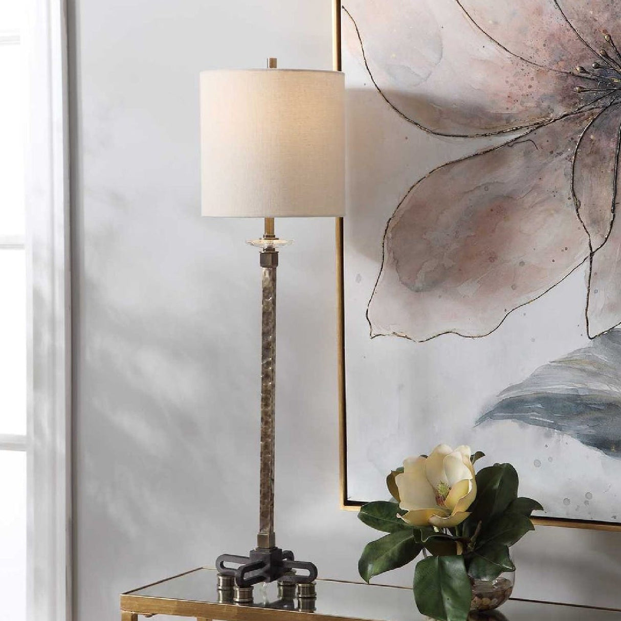 Hammered Antique Brass Buffet Lamp by Uttermost Parnell, alternate view 8
