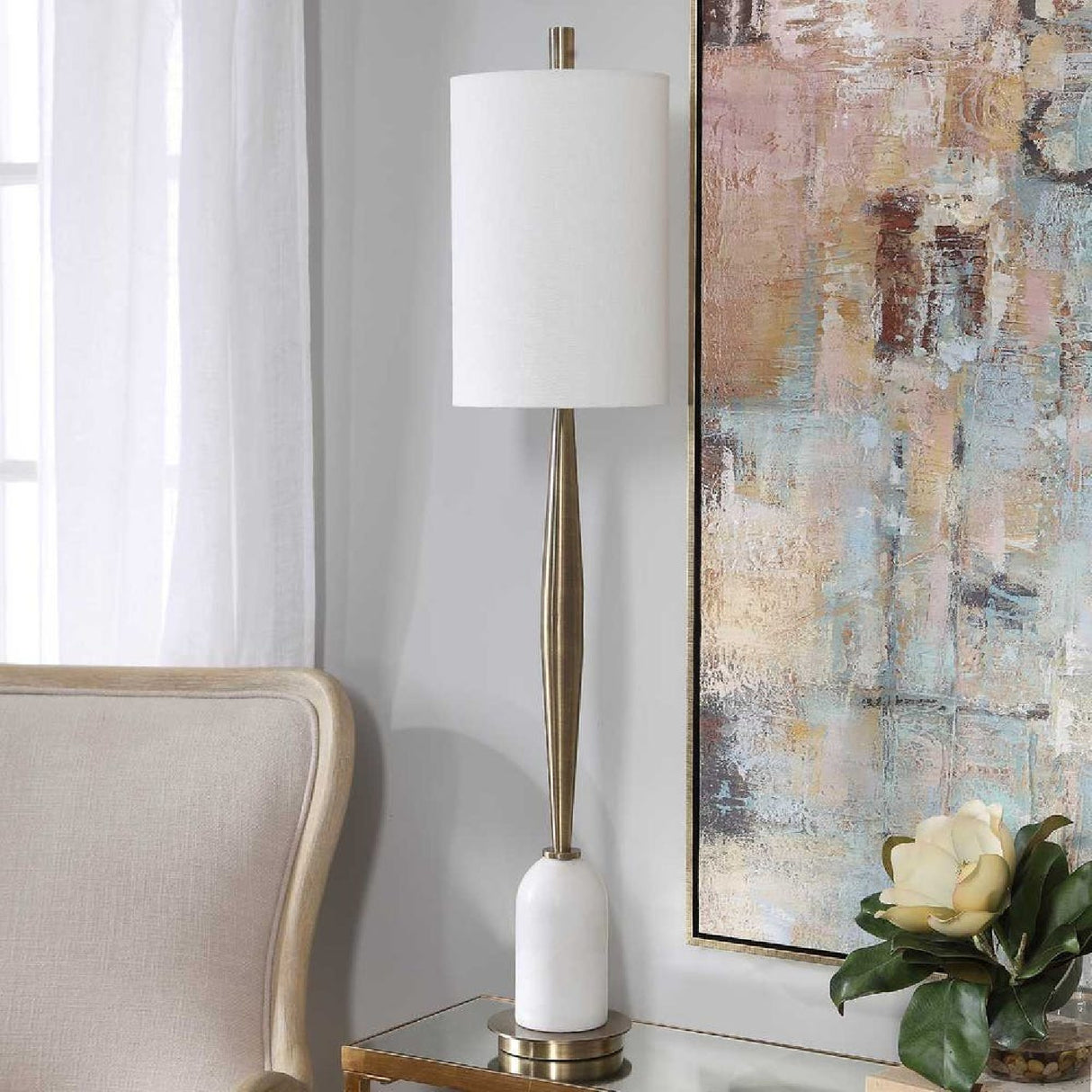 White Marble Base Buffet Lamp by Uttermost Minette, alternate view 7