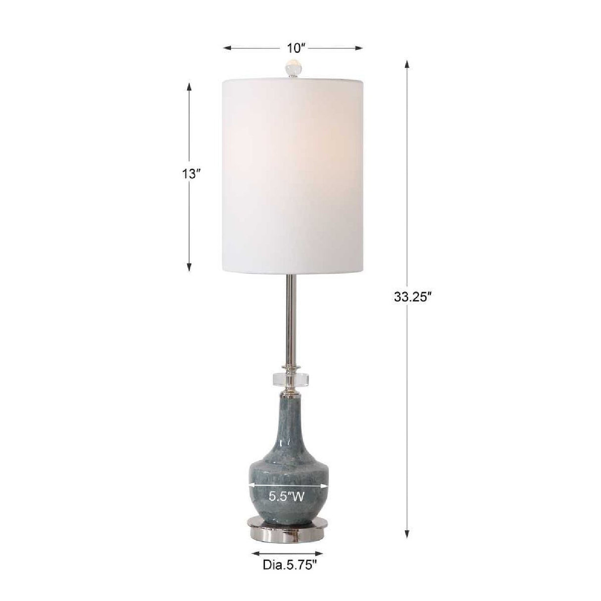 Mottled Blue Ceramic Buffet Lamp by Uttermost Piers, alternate view 8
