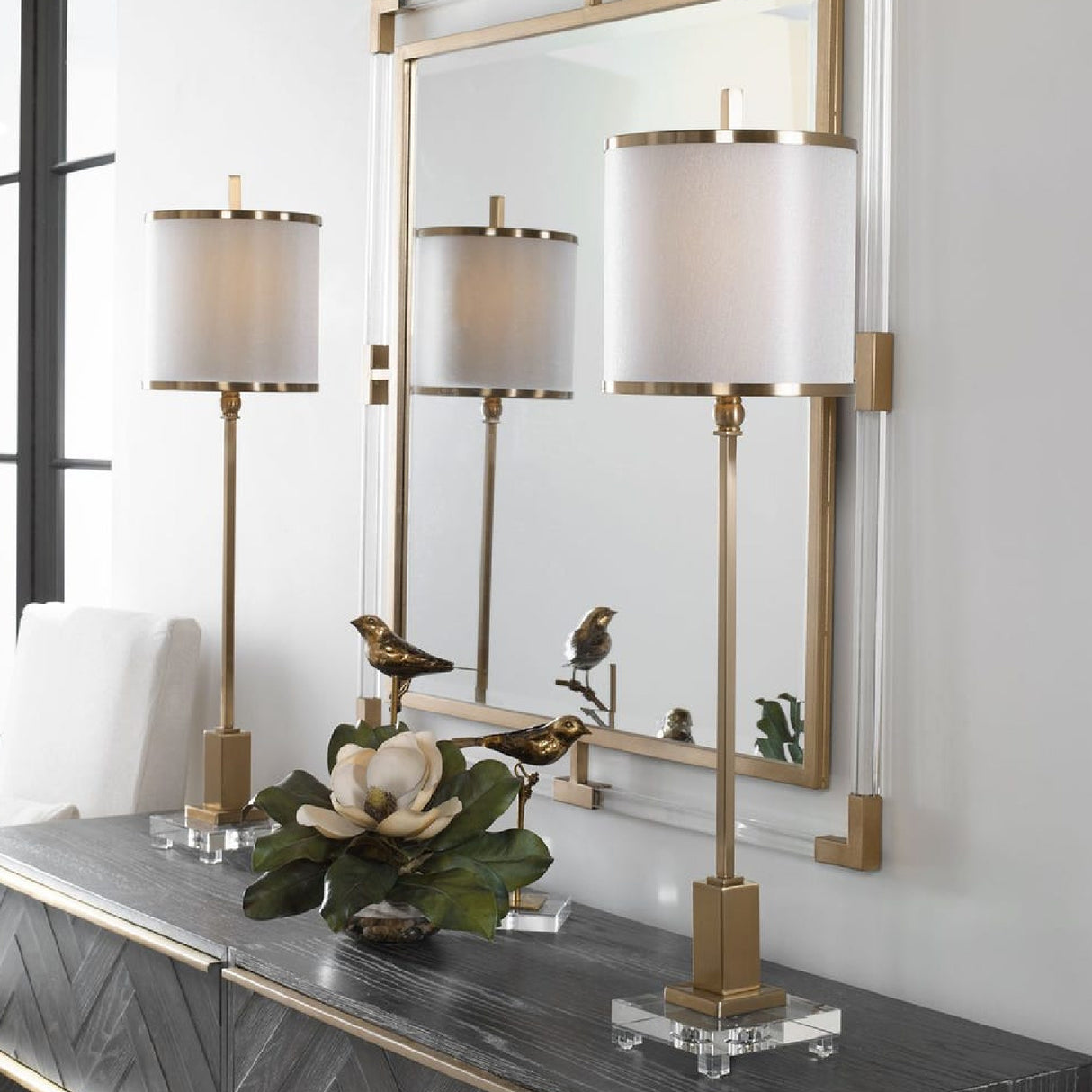 Contemporary Brass Buffet Lamp by Uttermost Villena, alternate view 4