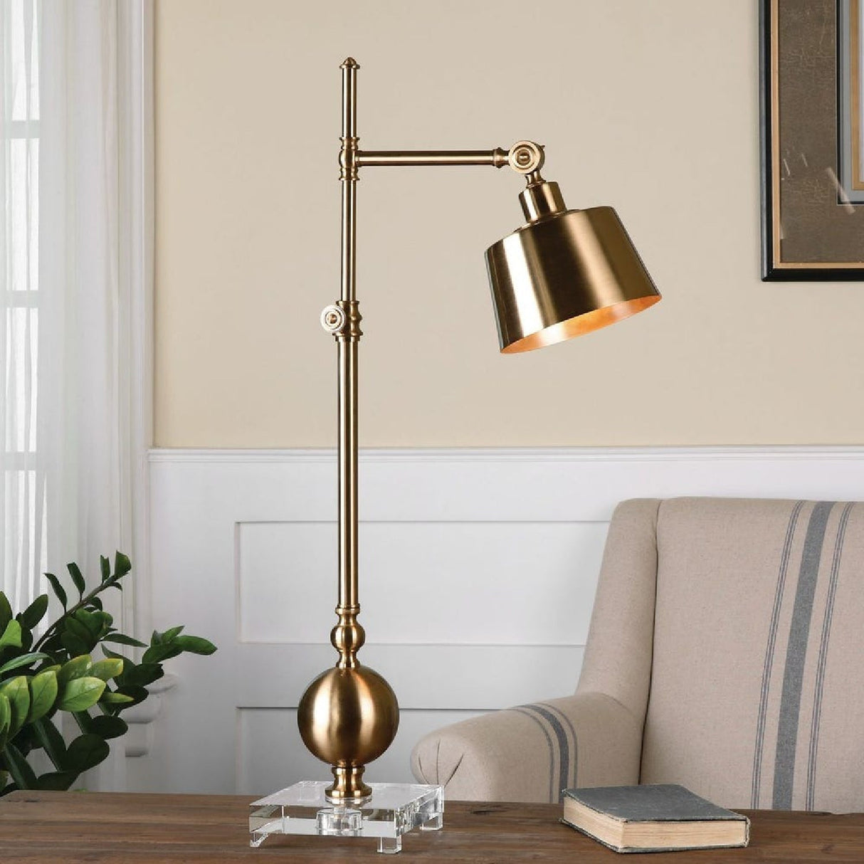 Modern European furniture - Brushed Brass Adjustable Desk Lamp by Uttermost Laton - www.oroa.com