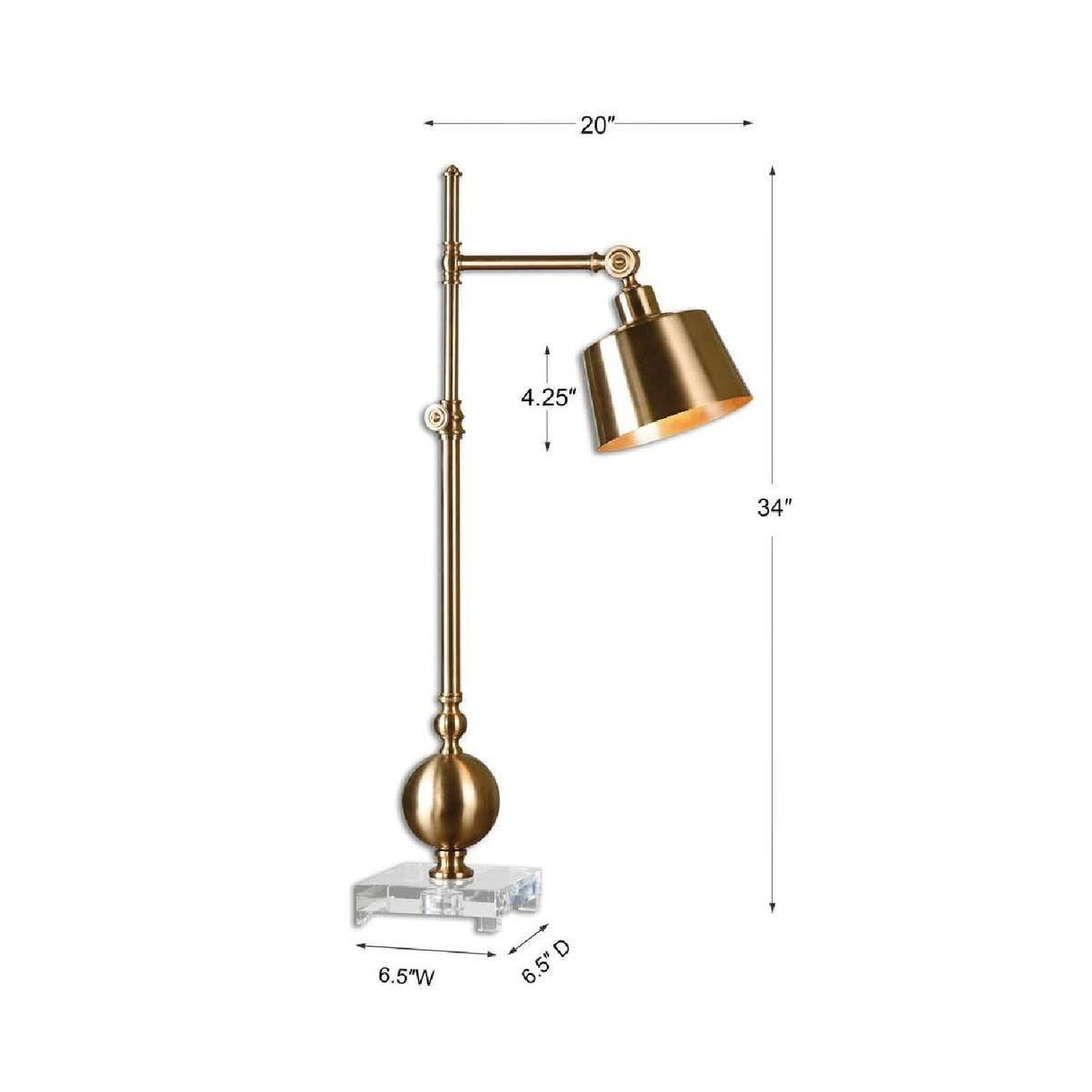 Modern European furniture - Brushed Brass Adjustable Desk Lamp by Uttermost Laton - www.oroa.com
