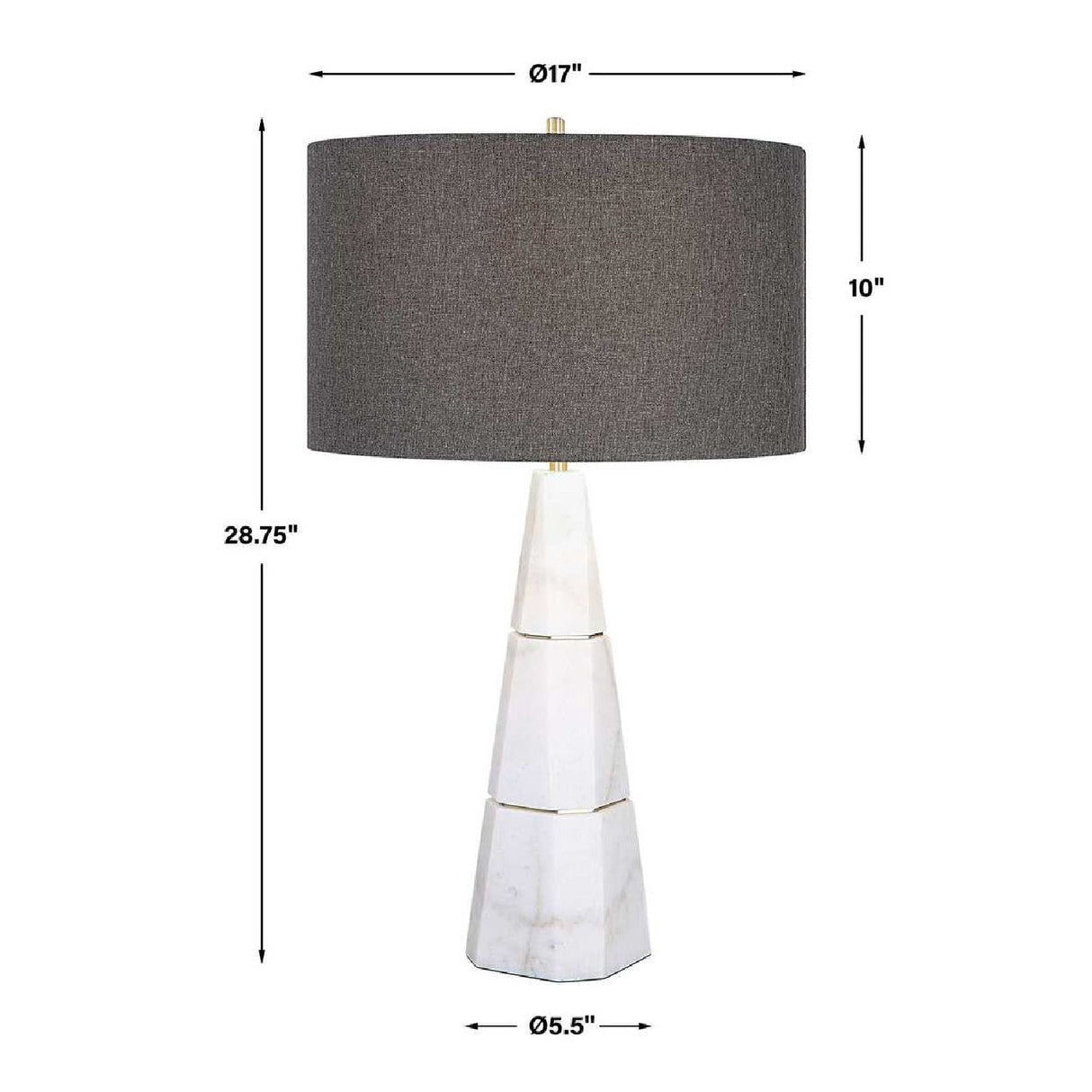 White Conical Marble Table Lamp by Uttermost Citadel, alternate view 3