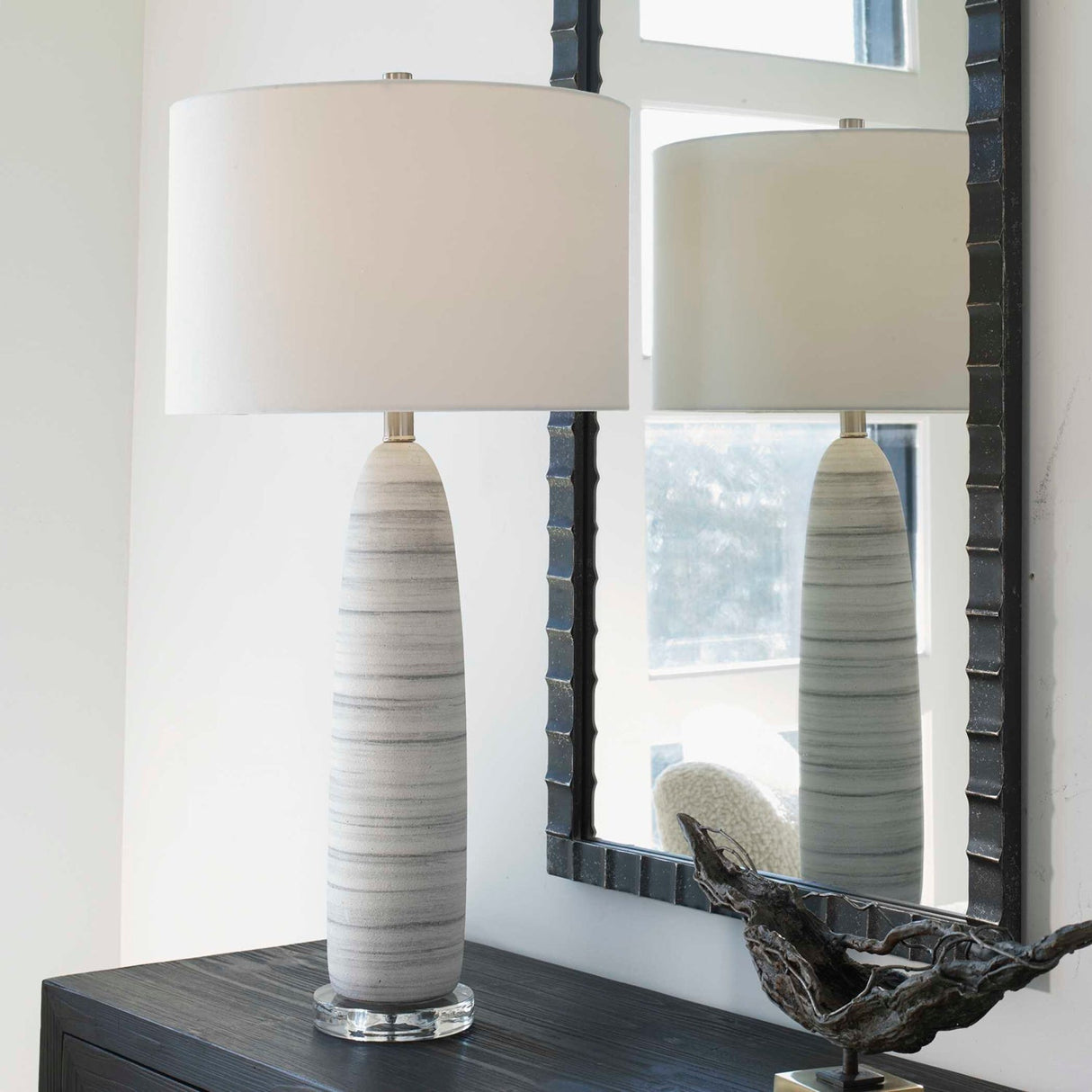 Modern European furniture - White Glazed Ceramic Table Lamp by Uttermost Levadia - www.oroa.com