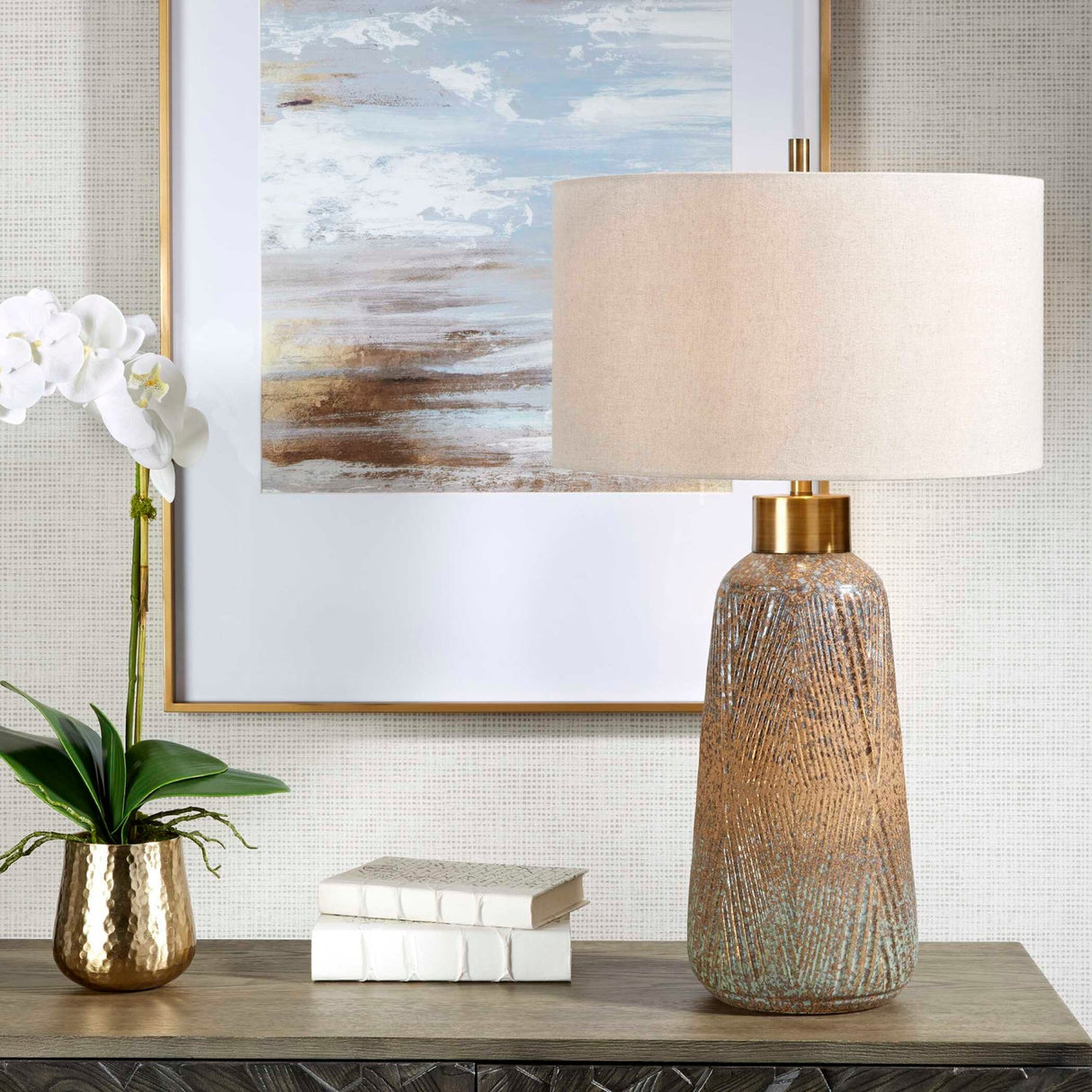 Modern European furniture - Embossed Glaze Ceramic Table Lamp - www.oroa.com