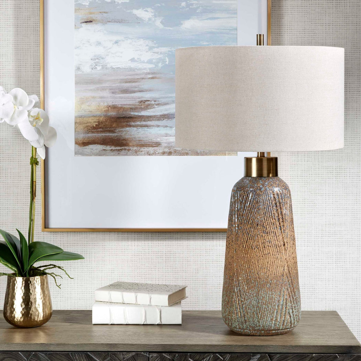 Modern European furniture - Embossed Glaze Ceramic Table Lamp - www.oroa.com