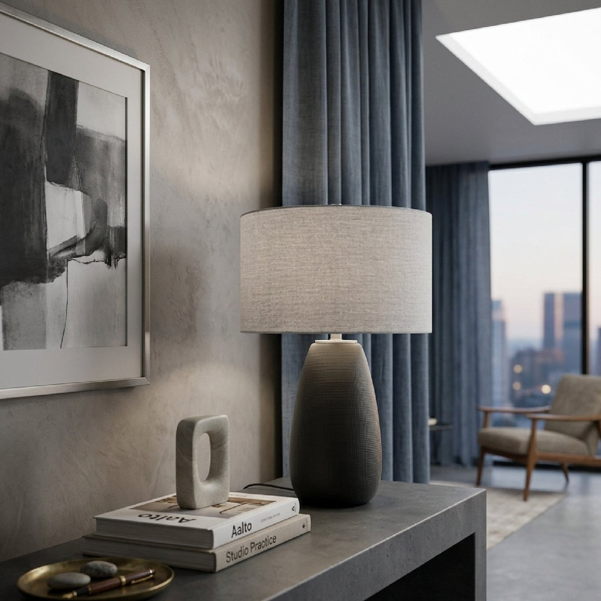 Satin Black Ceramic Table Lamp by Uttermost Twilight, alternate view 2