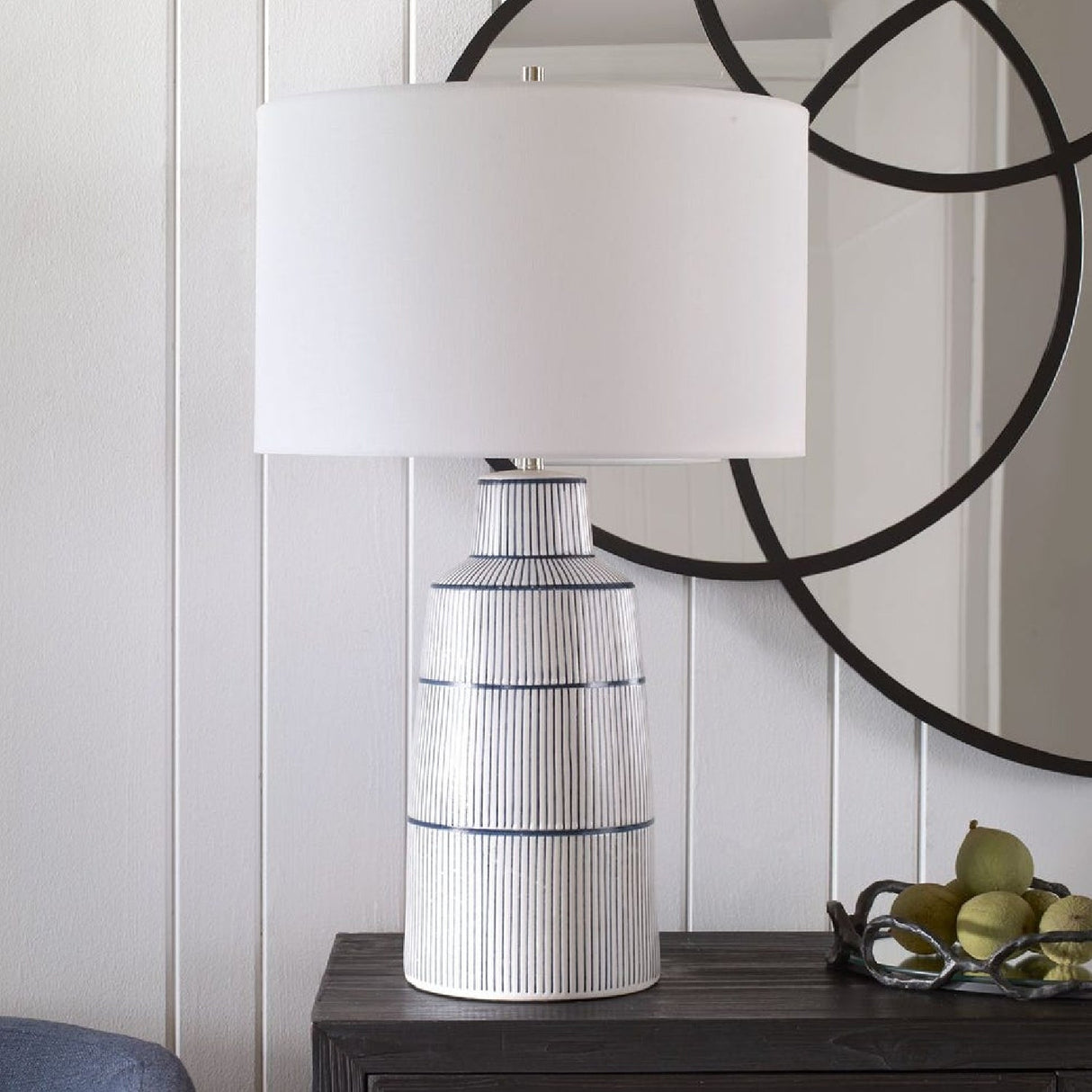 Ceramic Nautical Stripes Table Lamp by Uttermost Breton, alternate view 2