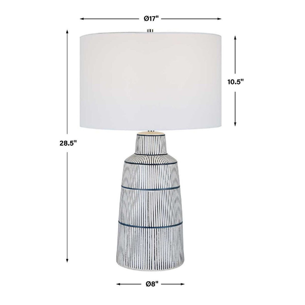 Ceramic Nautical Stripes Table Lamp by Uttermost Breton, alternate view 4