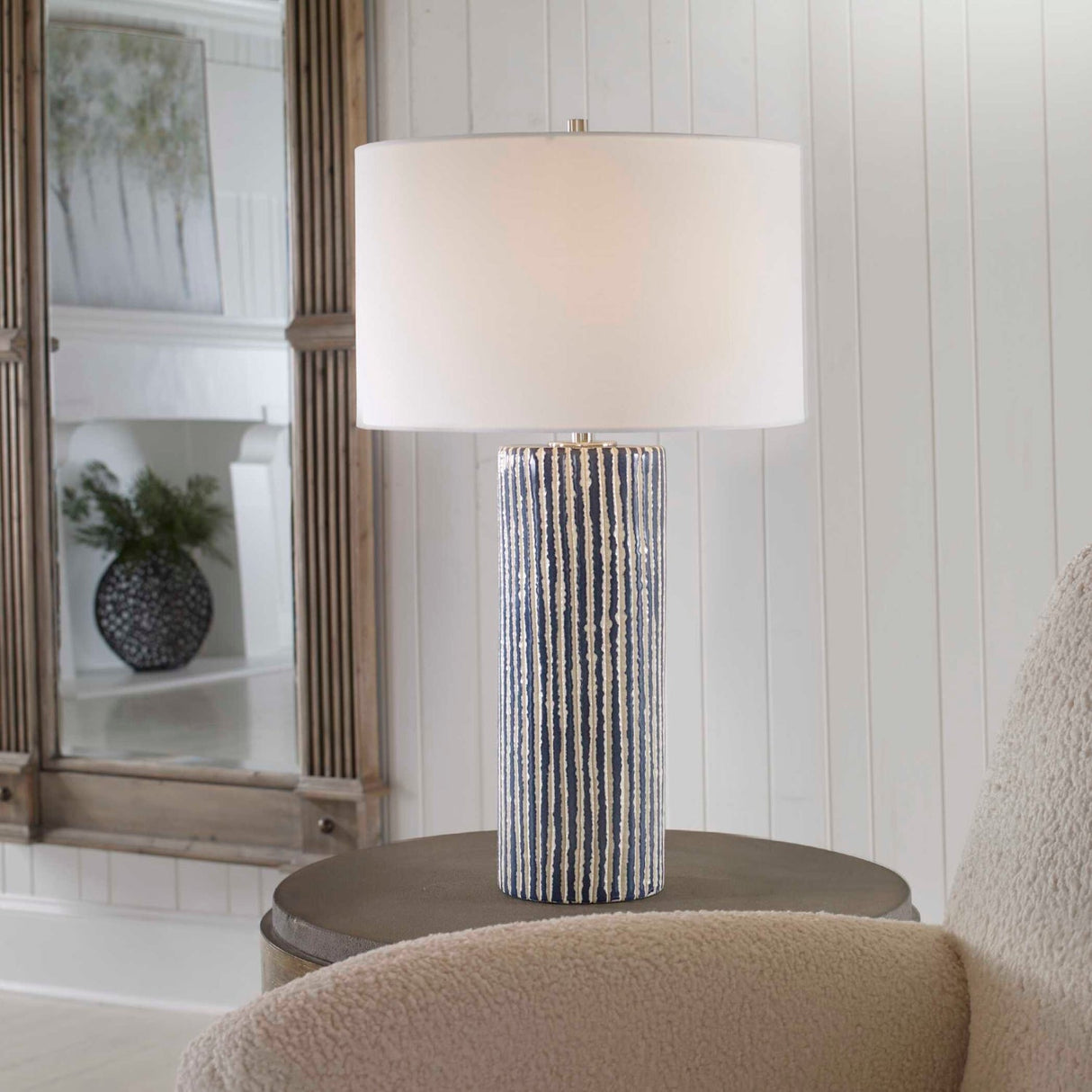 Modern European furniture - Glazed Stripes Ceramic Table Lamp by Uttermost Havana - www.oroa.com
