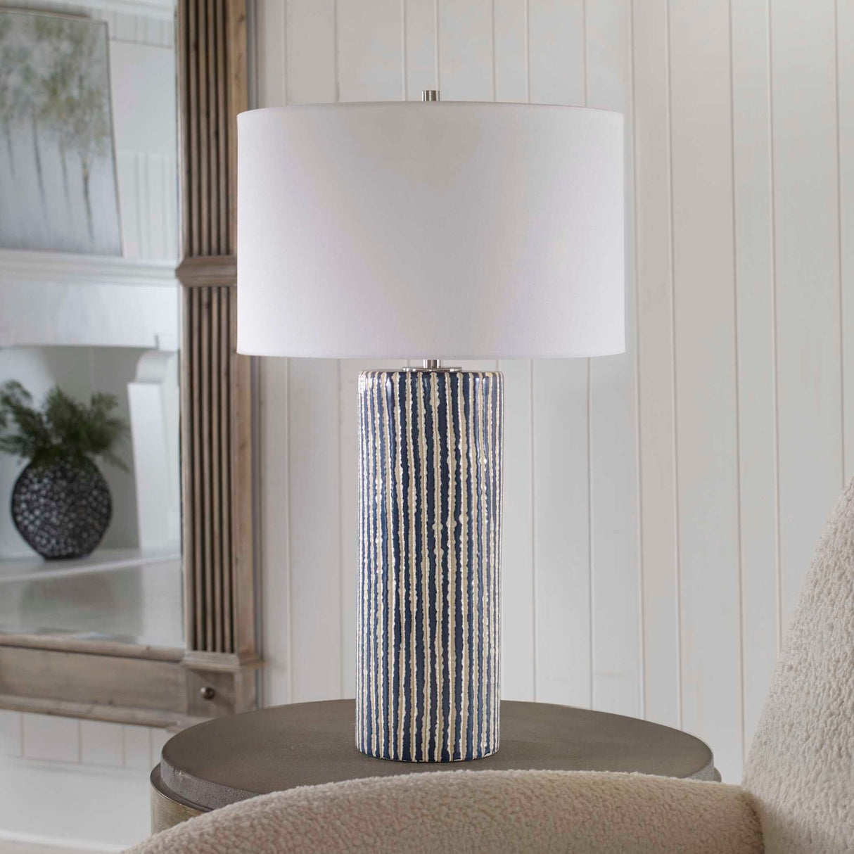 Modern European furniture - Glazed Stripes Ceramic Table Lamp by Uttermost Havana - www.oroa.com