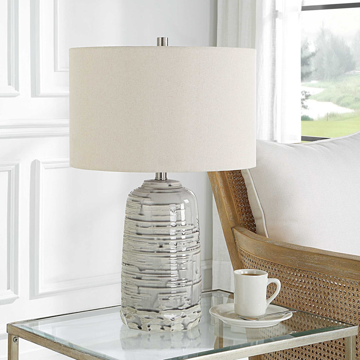 Gray Dripped Ceramic Table Lamp by Uttermost Cyclone, alternate view 10