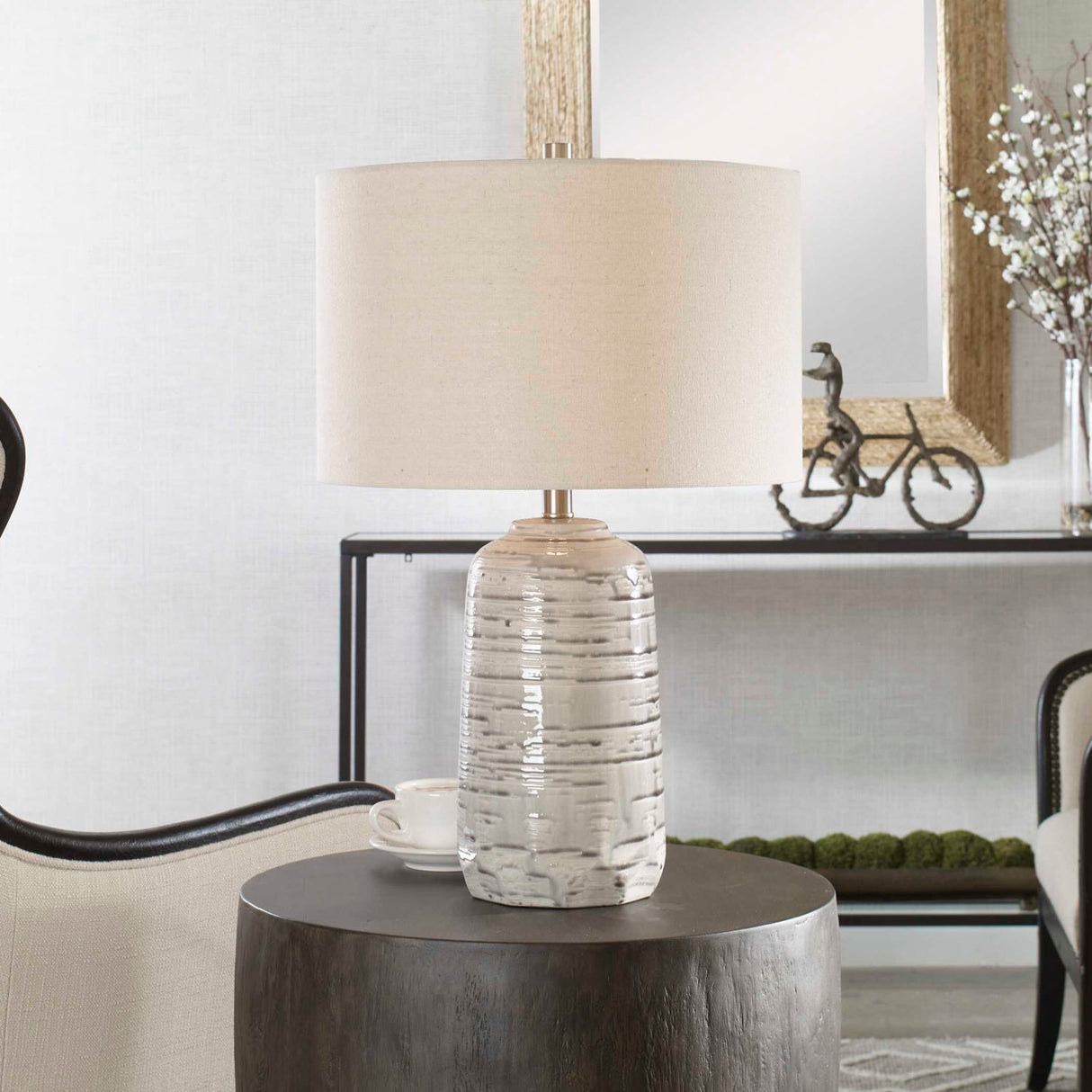 Gray Dripped Ceramic Table Lamp by Uttermost Cyclone, alternate view 7