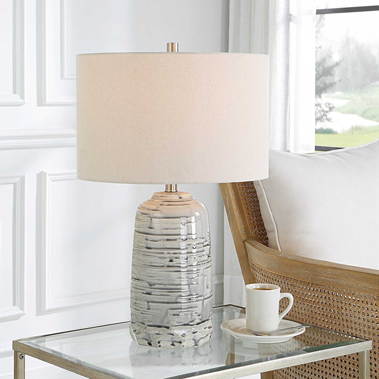 Gray Dripped Ceramic Table Lamp by Uttermost Cyclone, alternate view 9