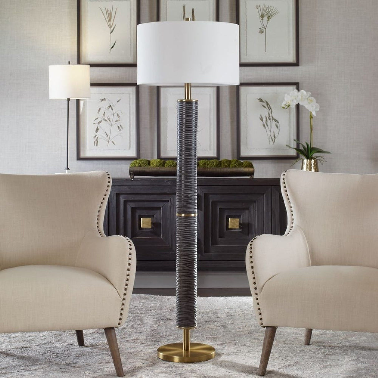 Carved Black Iron Floor Lamp | Uttermost Summit - www.oroa.com