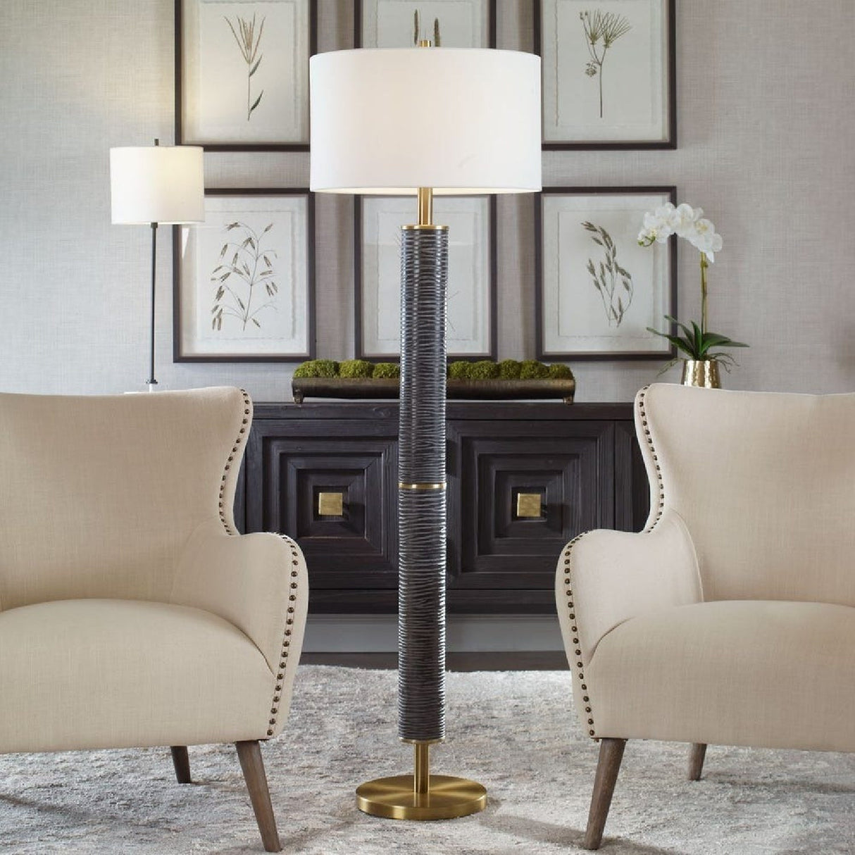 Carved Black Iron Floor Lamp | Uttermost Summit - www.oroa.com