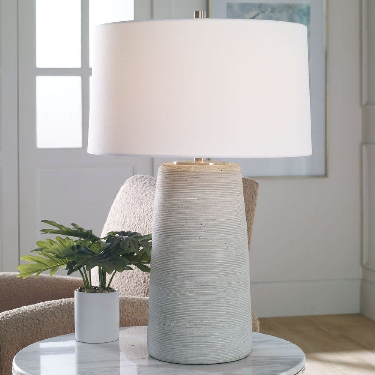 Modern European furniture - Carved Ring Ceramic Table Lamp by Uttermost Mountainscape - www.oroa.com