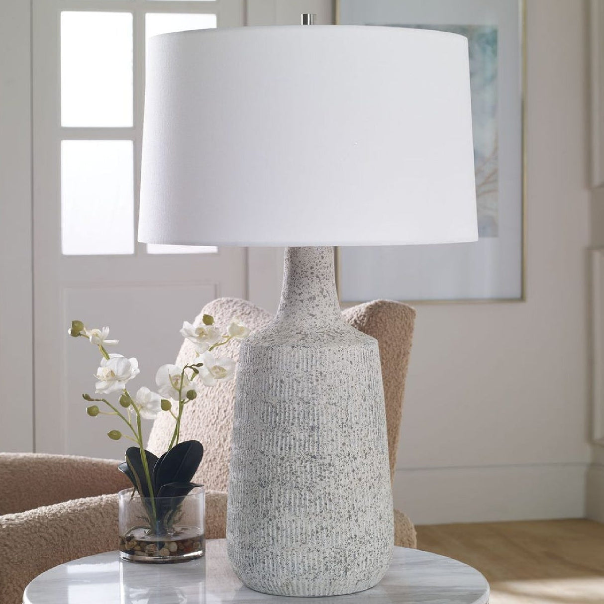 Modern European furniture - Mottled Gray Ceramic Table Lamp by Uttermost Scouts - www.oroa.com