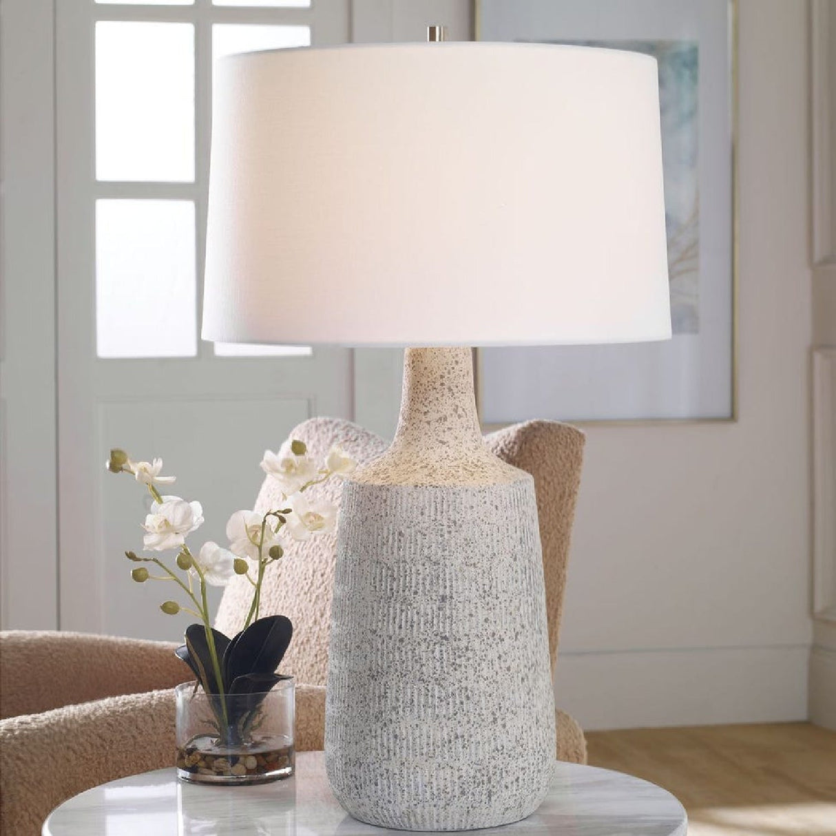 Modern European furniture - Mottled Gray Ceramic Table Lamp by Uttermost Scouts - www.oroa.com