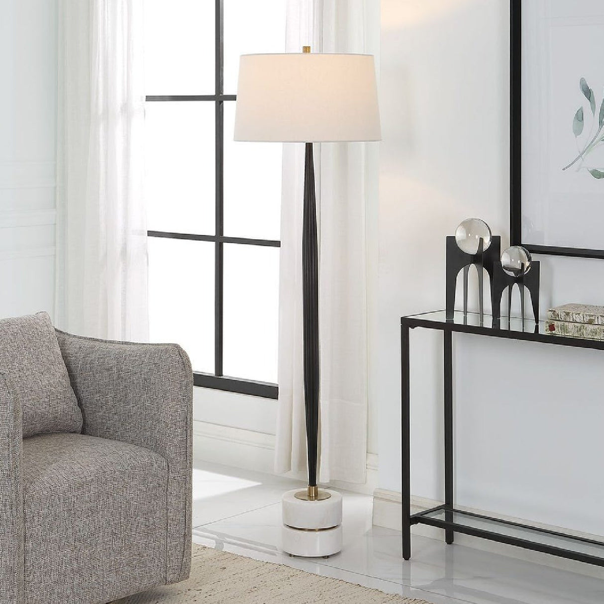 Channeled Cast Iron Floor Lamp | Uttermost Miraz - www.oroa.com