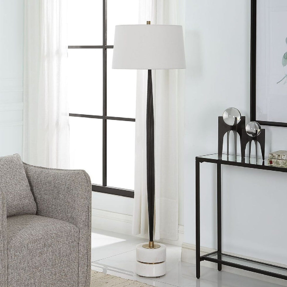 Channeled Cast Iron Floor Lamp | Uttermost Miraz - www.oroa.com