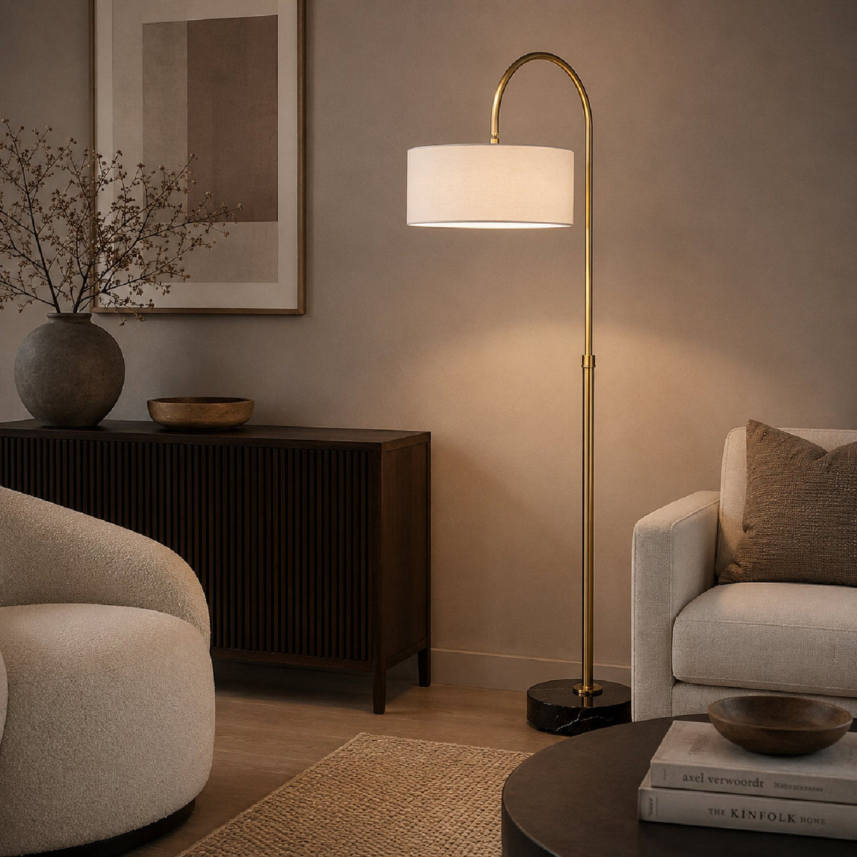 Modern European furniture - Gold Arc Rotating Floor Lamp - www.oroa.com