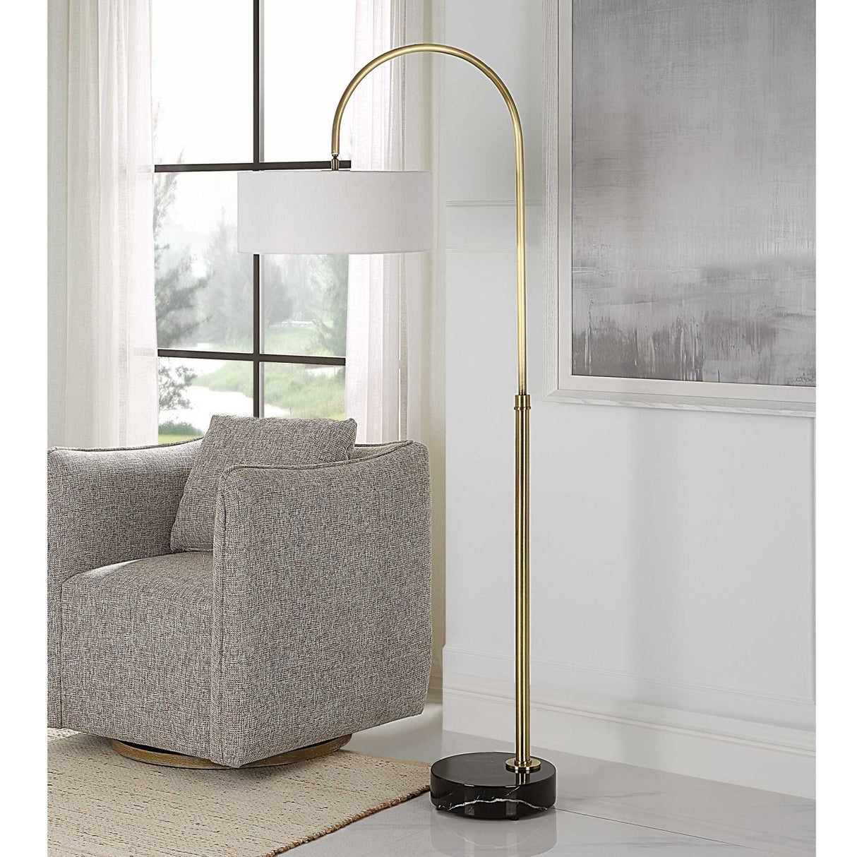 Modern European furniture - Gold Arc Rotating Floor Lamp - www.oroa.com
