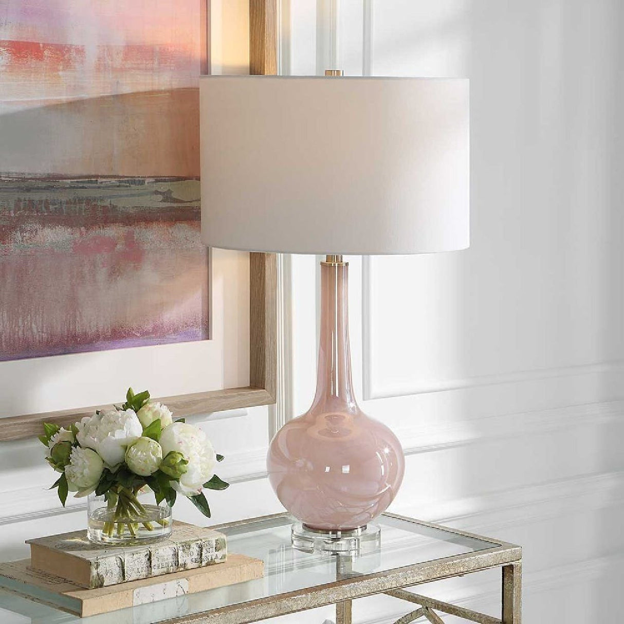 Modern European furniture - Pink Glass Table Lamp by Uttermost Rosa - www.oroa.com